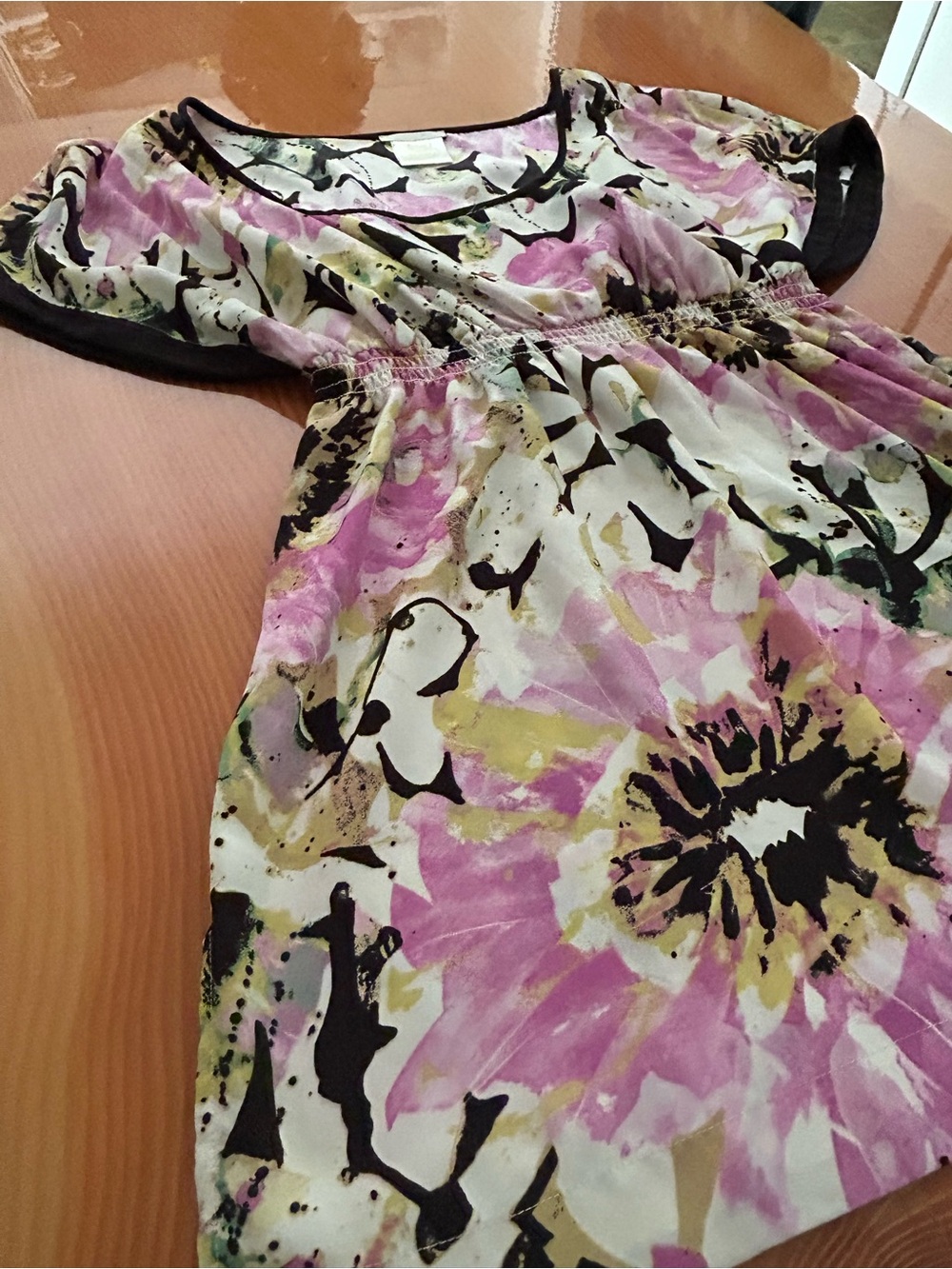 Matty M Tunic Pink, Green & Black Floral Short Sleeve - Picture 8 of 8